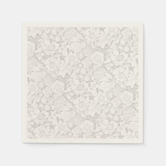 Serviette En Papier Vintage look Mariage Floral Blanche dentelle