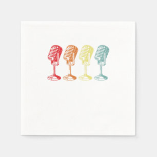 Serviette En Papier Vintage Mircophones Mic Chanter Musique Karaoke Ca
