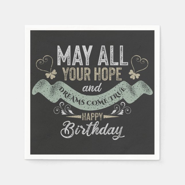 Serviette En Papier Vintage Motivational Joyeux voeux d'anniversaire (Devant)