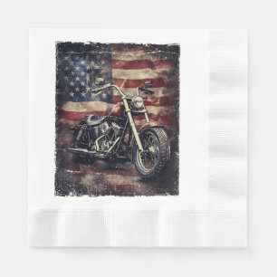 Serviette En Papier Vintage Motorcycle USA Drapeau Retro Biker América