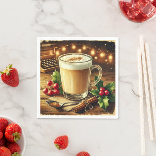 Serviette En Papier Vintage Noël Boisson Eggnog Latte Decoupage