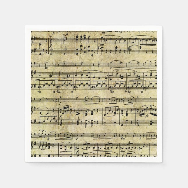 Serviette En Papier Vintage Old Music Notes Texture papier (Devant)