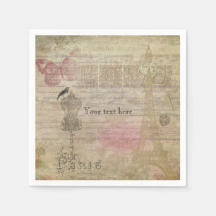 Serviette En Papier Vintage Paris Chic Anniversaire Mariage