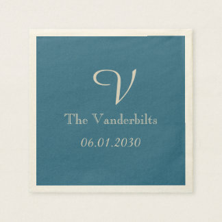 Serviette En Papier Vintage Peacock Monogramme Mariage Napkin