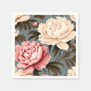 Serviette En Papier Vintage Peony Elegant Motif