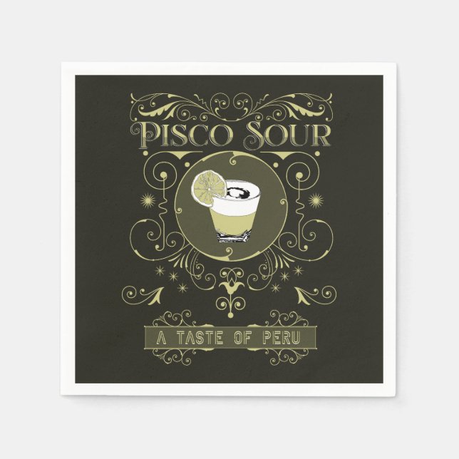 Serviette En Papier Vintage Pisco Sour (Devant)