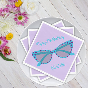 Serviette En Papier Vintage Polka Dot Cat-Eye lunettes 50's Anniversai