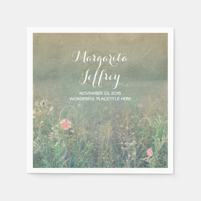 Serviette En Papier Vintage prairie mariage papier serviettes (Devant)