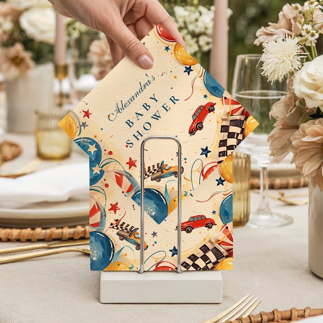 Serviette En Papier Vintage Race Car Baby Shower (Créateur téléchargé)