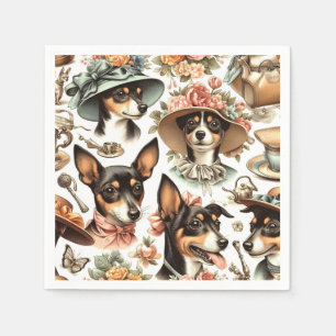 Serviette En Papier Vintage Rat Terrier sans fil