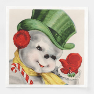 Serviette En Papier Vintage retro bonsoir de Noël bonsoir