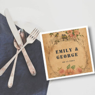 Serviette En Papier Vintage Retro Classic Aquarelle Floral Mariage