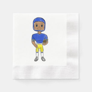 Serviette En Papier vintage retro joueur de football bleu jaune simple