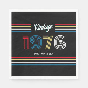 Serviette En Papier Vintage Retro Stripe 1976 50e anniversaire ou Réun