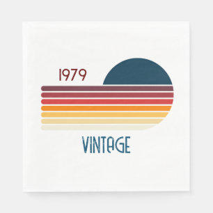 Serviette En Papier Vintage Retro Stripe Sun 1979