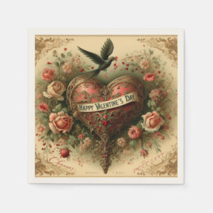 Serviette En Papier Vintage/rétro/Victorian Valentine's day heart