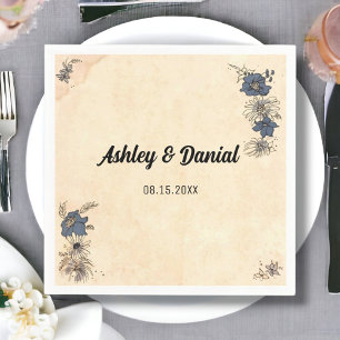 Serviette En Papier Vintage Retro Vieux aquarelle Floral Rustique Mari