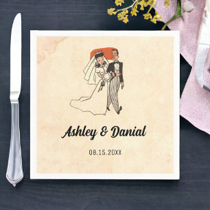 Serviette En Papier Vintage rétro vieux rustique bande dessinée couple