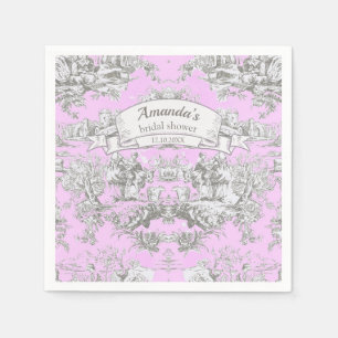 Serviette En Papier Vintage rose fleuri toile de jouy Douche nuptiale