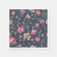 Vintage rouge et Brown automne Fleurs Motif