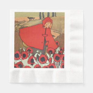 Serviette En Papier Vintage Rouges Couvercle Rouge Fleurs de Pavot Wol