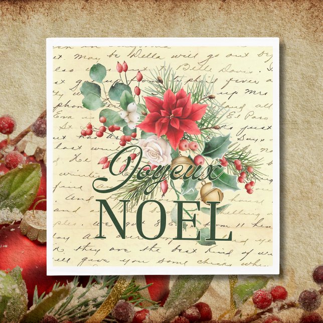 Serviette En Papier Vintage Russe Français Joyeux Noel (Créateur téléchargé)