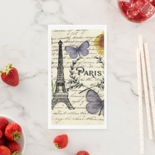 Serviette En Papier vintage rustique française tour Eiffel Paris Fête