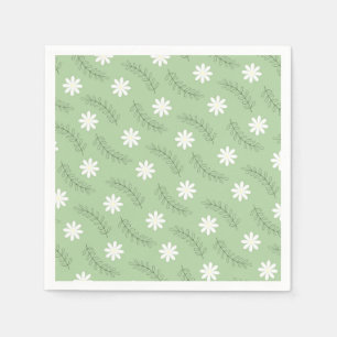 Serviette En Papier Vintage Sage Green Floral Tropical Flower Motif