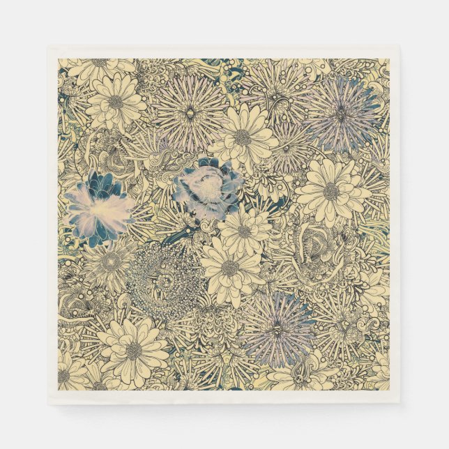 Serviette En Papier Vintage Sepia Floral (Devant)