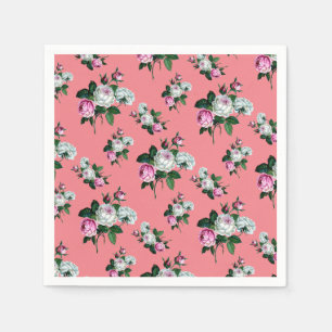Serviette En Papier Vintage Shabby Chic Rose blanc Roses Patch