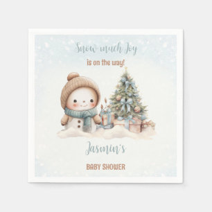 Serviette En Papier Vintage Snowman Blue Christmas Boy Baby shower