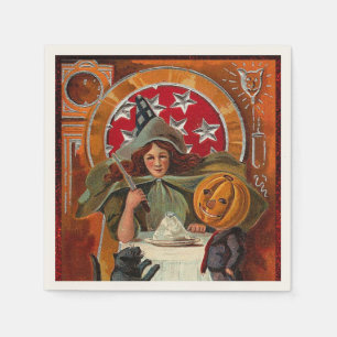 Serviette En Papier Vintage sorcière d'Halloween couler sort avec bagu