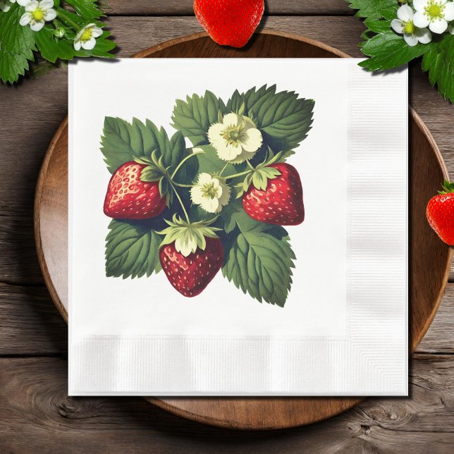 Serviette En Papier Vintage strawberries (Créateur téléchargé)