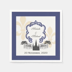 Serviette En Papier Vintage Style New Orleans Blue Mariage événement