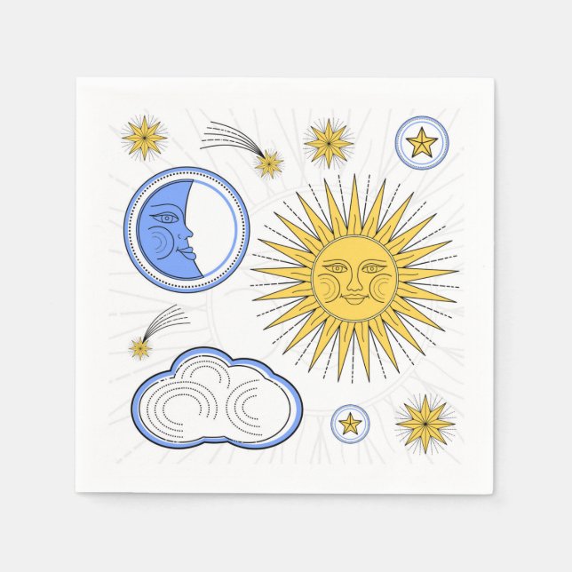 Serviette En Papier Vintage Sun and Moon (Devant)