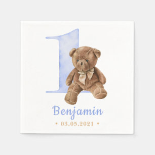 Serviette En Papier Vintage Teddy Bear 1er Anniversaire Napkins
