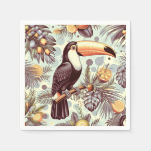 Serviette En Papier Vintage Toucan Tropical Motif