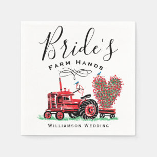 Serviette En Papier Vintage Tracteur rouge Floral Heart Bride la ferme