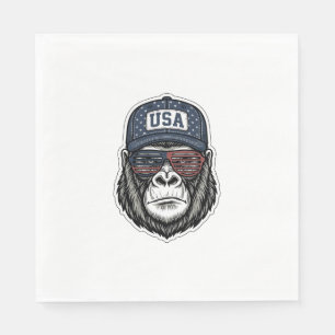 Serviette En Papier Vintage USA Lunettes de soleil Gorilla T-shirt pat