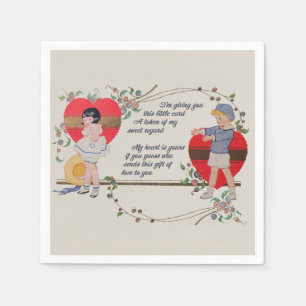 Serviette En Papier Vintage Valentine Enfants Joli Art Déco Coloré
