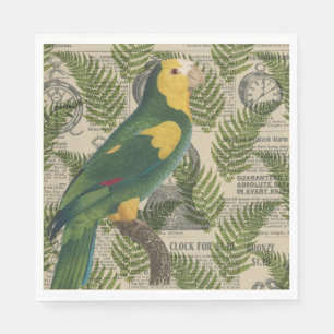 Serviette En Papier Vintage vert perroquet tropical