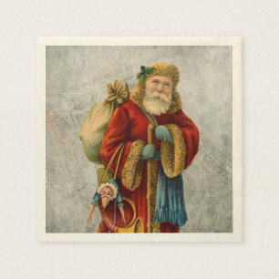 Serviette En Papier Vintage Vieux Monde Noël Père Noël