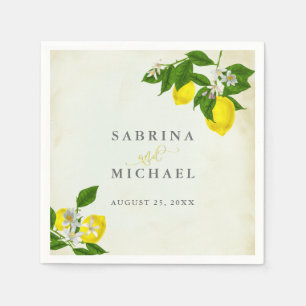 Serviette En Papier Vintage Watercolor Lemons Garden Party
