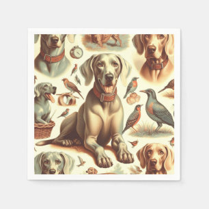 Serviette En Papier Vintage Weimaraner sans fil