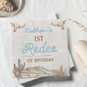 Serviette En Papier Vintage Western Cowboy Premier Rodéo 1er Anniversa