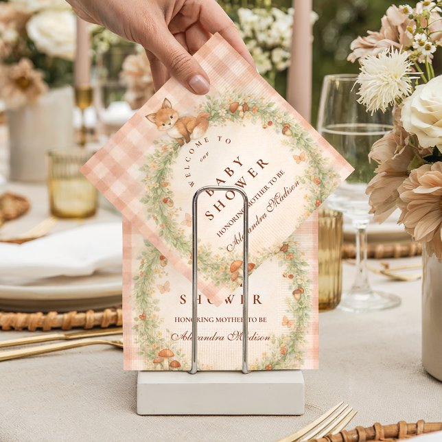 Serviette En Papier Vintage Woodland Fox Baby Shower (Créateur téléchargé)