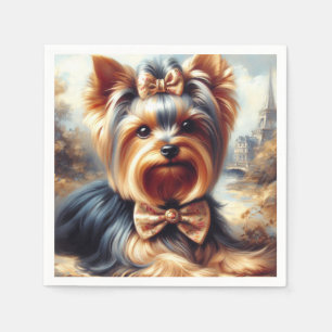 Serviette En Papier Vintage Yorkshire Terrier peinture