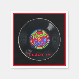 Serviette En Papier Vinyle de roche et de rouleau rétro personnalisé