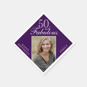 Serviette En Papier Violet 50 ans et Fabuleux Élégant Photo 50e Annive