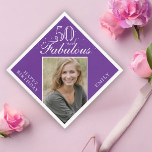 Serviette En Papier Violet 50 ans et Fabuleux Élégant Photo Anniversai
